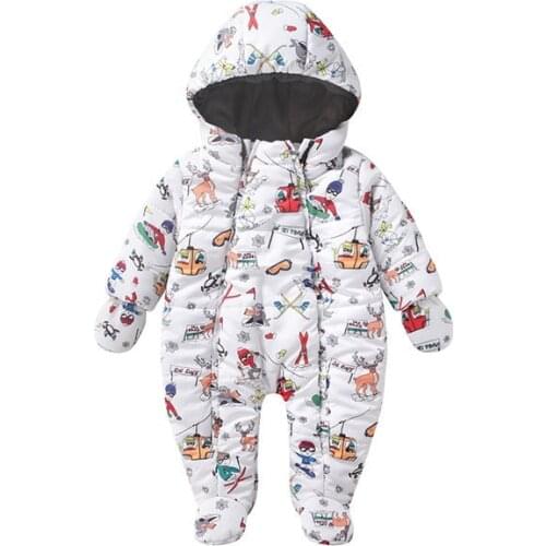 Autumn and winter newborn baby clothes hooded cotton warm male quilted thickened one-piece romper