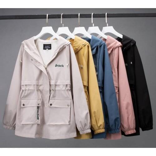 Autumn Causal Windbreaker Women Hooded Jackets Famale Loose Basic Coats Zipper Lightweight Jackets Outwear 8121337