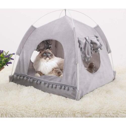 Outdoor Folding Dog Small Microfiber Washable Kitten Portable Removable Cushion For Cat Cave Tent Bed