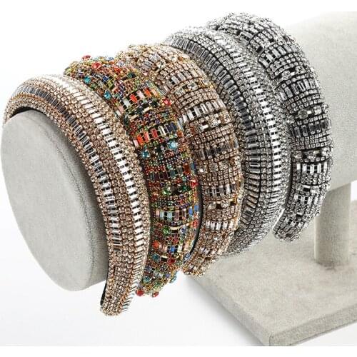 Baroque Headbands for Women Full Rhinestone Luxury Padded Hairband Bling Headdress Party Dance Hair Accessories