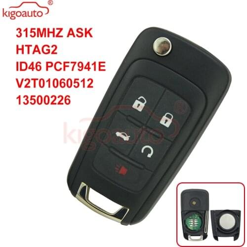 Kigoauto Remote key 4 button with panic 315 Mhz 13500226 for Chevrolet Equinox Camaro flip key V2T01060512