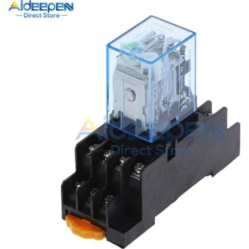 1Set Mini MY4NJ Relay DC 12V 24V AC 110V 220V 5A 14 Pins MY4NJ Relay Switch With Relay Base Socket