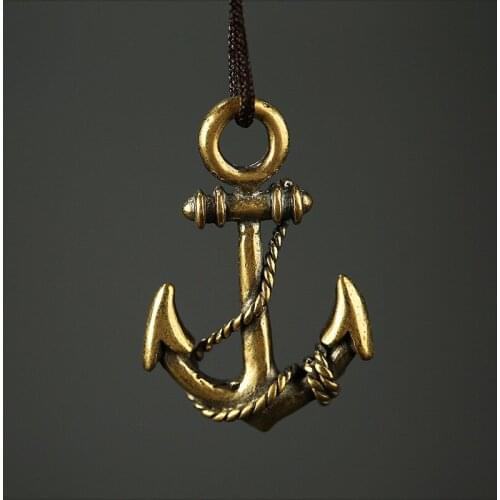 Handmade Pure Brass ship anchor retro craft DIY ornament Miniature portable Pendant souvenir gift m002