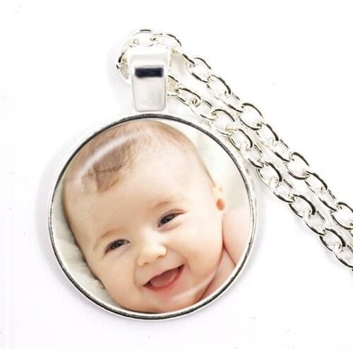 Handmade Personality Glass Necklace Photo Family Baby Child Dad Mom Brother Sister Grandparents Portrait Pendant Jewelry Private