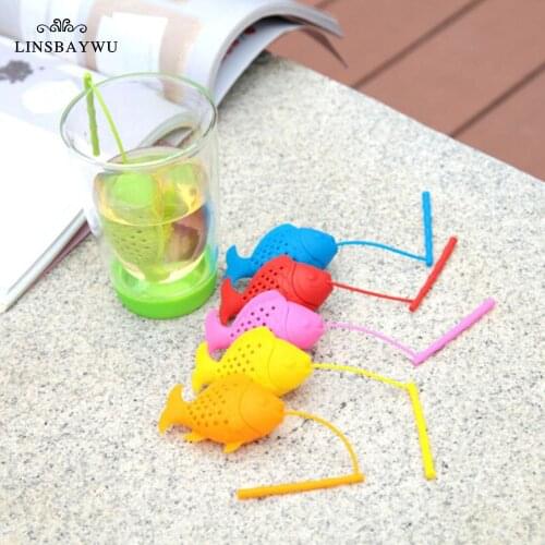 LINSBAYWU Silicone Cute Fish Fishing Shaped Tea Leaf Herbal Strainer Filter Infuser Bags Lovely Food Grade Silicone Tea Infuser