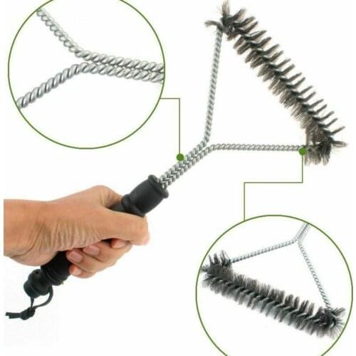 Three-side Outdoor Wire Barbecue Cleaning Brush Practical Barbecue Brush Stainless Steel Brush Easy Barbecue Cleaning