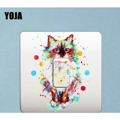 YOJA Colorful Cat Decor Wall Stickers Room Switch Bedroom Personalized Decals PVC 8SS0134