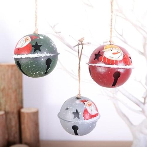 Iron Jingling Bell Pendant Santa Snowman Bell Hanging Piece Christmas Tree Decoration Christmas Ball Ornaments Home Decor