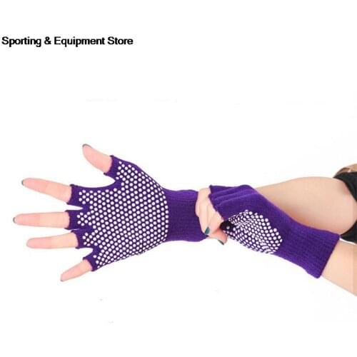 1Pair Anti Slip Fingerless Unisex Sports Gloves Grip Sticky For Yoga /Pilates Balance Warm Workout Fitness Exposed Gloves