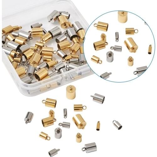 100pcs/box Mixed Color 304 Stainless Steel Cord Ends Connectors for Crimps End Tip Caps Connectors For Jewelry Making 74x72x17mm