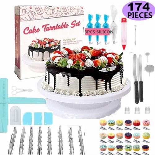 174Pcs Set Pastry Nozzles Icing Piping Pastry Bag Cake Decorating Tools Baking Tools Russian Piping Tips Confectionery Bag