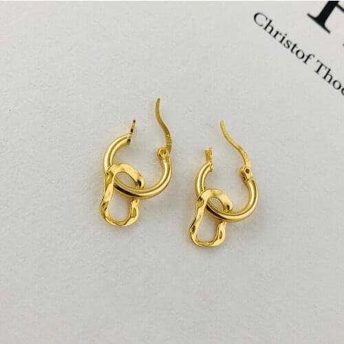 18k gold 100% real. Authentic 925 Sterling silver open Circle &Irregular Square Earrings Geometric Fine jEWELRY tle994