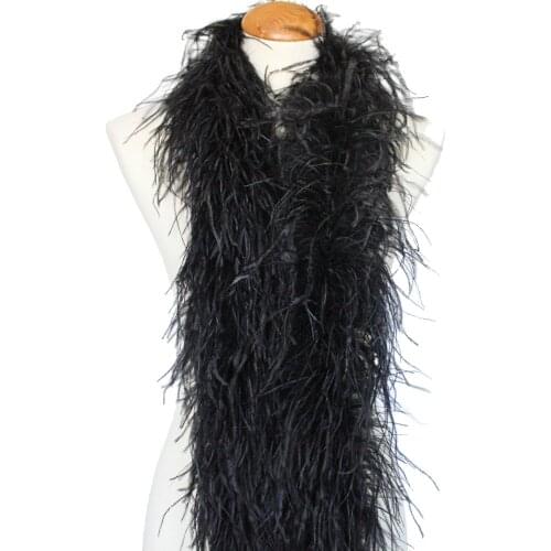 2Meters (1Ply 3Ply 5Ply 10Ply 20Ply) White Black Ostrich Feathers Boa Wedding Costume Cosplay Fashion Feathers for Crafts Plumas