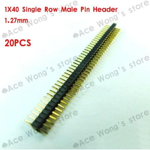 20pcs/lot 1.27mm 1X40 Single Row Male Pin Header Strip Gold-plated Connector (Plastic in the middle)