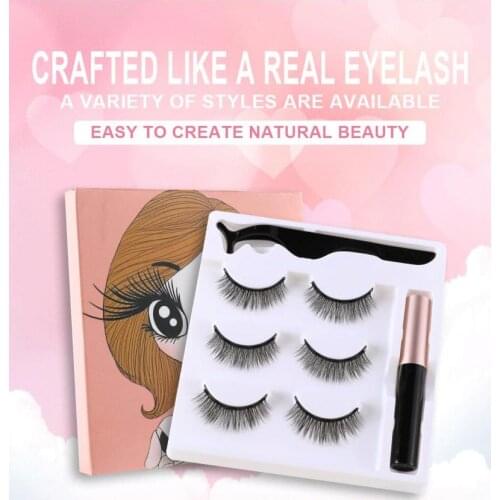 3 Pairs Of 3D Magnetic Eyelashes Waterproof Lasting Liquid Eyeliner Magnetic Tweezer Eyelash Extension Eyelash Makeup Set TSLM1