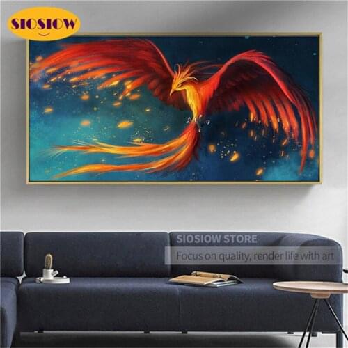 5D DIY Diamond Painting Fantasy Phoenix Full Square Drill 3D Daimond Chinese Cross-Stitch Patterns Mosaic Embroidery Decor Home