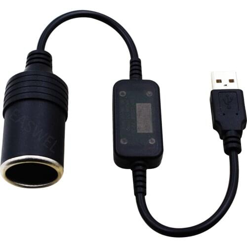 5V 2A USB Male to 12V Car Cigarette Lighter Socket Converter Cable Adapter New