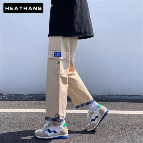 Cargo Pants Mens Drawstring Plus Size Mens Korean Fashion Trousers Male Harajuku Casual Loose Soft Straight Trousers Mid Waist