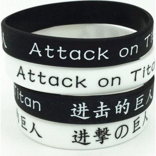 Anime Attack on Titan Bracelet Punk Style Braided Leather Bracelet Unisex Silicone Rubber Bracelet Elastic Band Gift wholesale