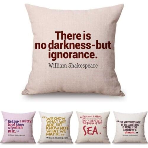 William Shakespeare Quotes Letters Print Literature Home Decorative Sofa Pillow Case Reading Room Library Decor Cushion Cover