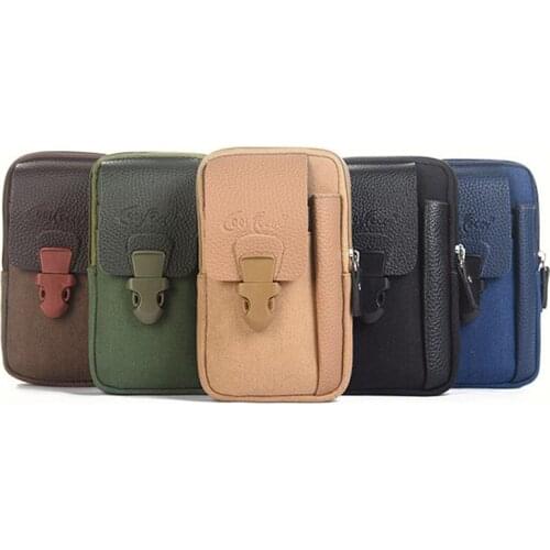 Mens Outdoor Sports Bag Casual Mens Zipper Small Waist Bag Pure Color Card Bag Mobile Phone Bag Belt Waist Bag Coin Purse