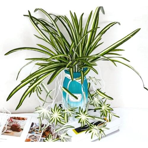 65cm Artificial Plants Wall Hanging Chlorophytum Green Plants PVC Fake Flower Simulation Leaves Home Garden Decor