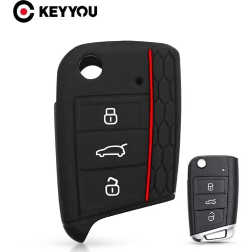 KEEYOU 10x 3 Button Silicone Car Key Case For VW Gollf 7 MK7 for Skoda Octavia A7 For VW Seat Car Key For Golf Mk7 Car Key Cover