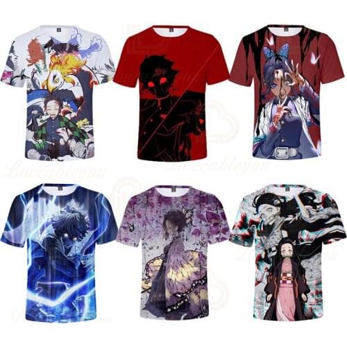 Summer Men T Shirt Anime Demon Slayer: Kimetsu No Yaiba Cosplay Male Boys Teen Short Sleeve Funny Tshirt