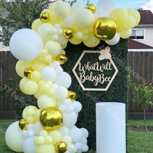 Macaron Yellow DIY Party Balloons Garland Arch Kit Bridal Shower Backdrop Girls Birthday White Balloons Global Decoration