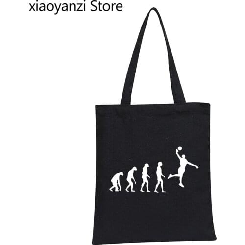Fashion Men Cool EVOLUTION Basketball Canvas Shopping Bags Casual Eco Reusable Shoulder Bags Handbag Black Ladies Shopper SL-083
