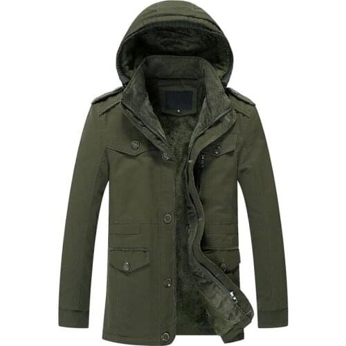 Winter Thicken Jacket Men Plus Velvet Windproof Warm Wash Cotton Coats Mens Casual Outwear Windbreaker Military Army Jackets 6XL