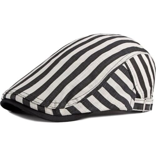 New Mens Beret Fashion Striped Spring and Summer Thin Caps Breathable Womens Cap Forward Cap