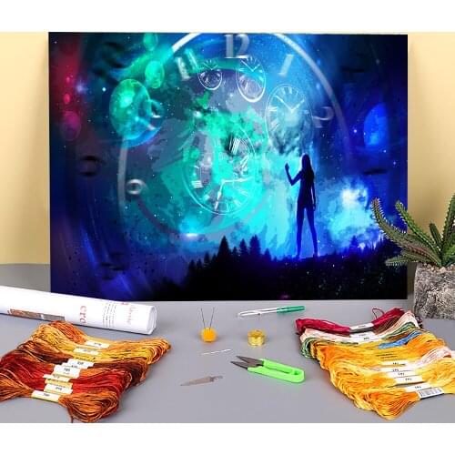 Scenery The Time Space Printed 11CT Cross-Stitch Set DIY Embroidery DMC Threads Hobby Craft Sewing Painting Stamped Decor