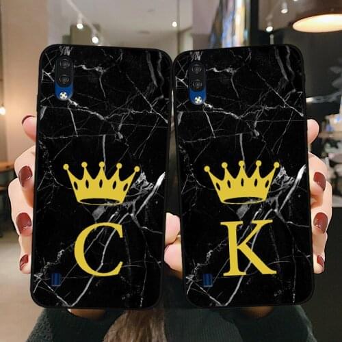 Custom name Phone Case For ZTE Blade A5 2020 Letter Monogram Black Marble Gold crown Cover For ZTE Blade A7 A5 A3 2020 Back Case