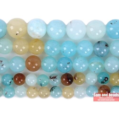 Natural Stone AA Brazil Aquamarines Angelite Round Loose Beads for Jewelry Making DIY Necklace Bracelets BAA31