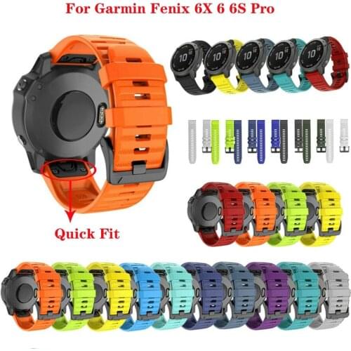 26 22MM Silicone Quick Release Watchband Strap for Garmin Fenix 6X Pro Watch Easyfit Wrist Band Strap For Fenix 6 Pro Watch
