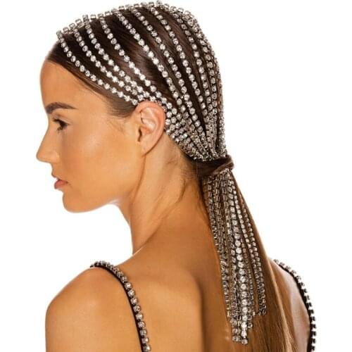 Luxury Bling Full Rhinestone Crystal Hairbands for Women Crown Long Tassel Hair Band Headband Hair Accessories Jewelry Gifts
