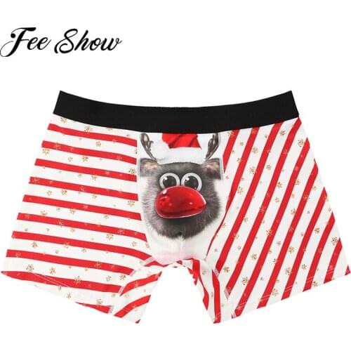 Sexy Man Novelty Cute Christmas Holiday Panties Wide Waistband Stretchy Cartoon Camel Printed Underwear Boxer Shorts Underpants