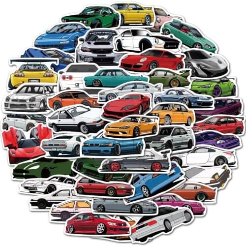50/100PCs Cool Sports Racing Car Stickers for Bumper Bicycle Helmet Luggage Snowboard Vinyl Decals Sticker Bomb JDM Styling