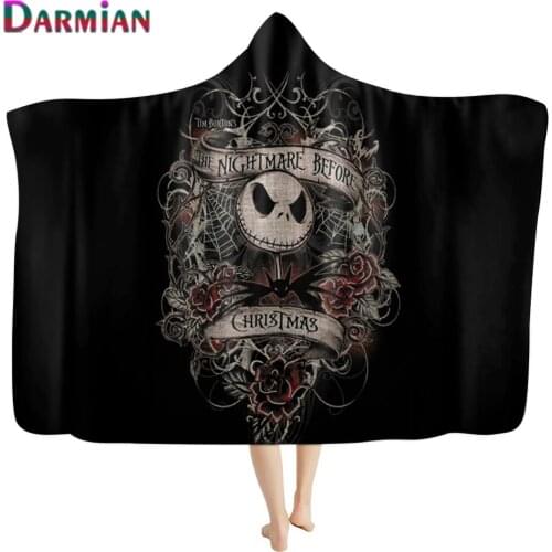 DARMIAN Nightmare Design Pattern Warm Autumn/Winter Wearable Adult Men Women Hooded Blanket Fleece Soft Home Textile Sofa Deken