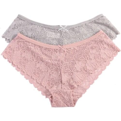 3 Pcs Panties for Woman Underwear Sexy Lace Breathable Soft Cotton Crotch Low Waist Without Marks Hollow Out Womens Underpants