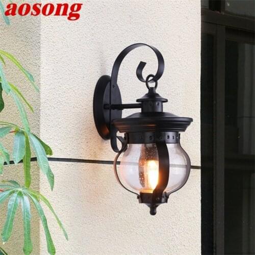 AOSONG Outdoor Retro Wall Light Classical Sconces Lamp Waterproof IP65 LED For Home Porch Villa