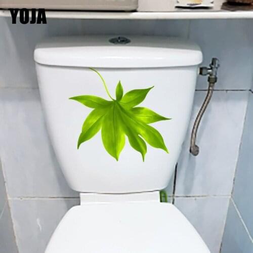 YOJA 23.7*20.7CM Green Maple Leaf Toilet Seat Sticker Fresh WC Decor Home Wall Decal T1-1027
