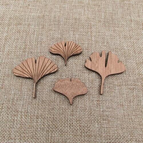 Unfinished Wood Ginkgo Leaf Shape Cutout Pendant Jewerly Finding Perfect for Earring Brooch Necklace Making