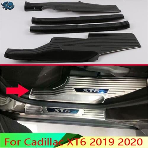 For Cadillac XT6 2019 2020 Stainless Steel Inner Inside Door Sill Panel Scuff Plate Kick Step Trim Cover Protector