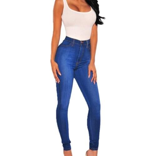 2021 Spring And Autumn Womens Jeans AliExpress European And American Hot High-Waist Stretch Jeans Ladies Thin Pencil Leg Pants