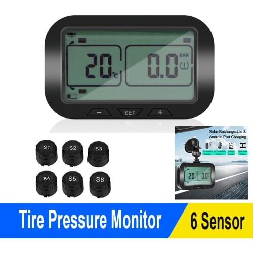 LEEPEE Solar TMPS LCD Display With 4/6 External Sensor For Truck Bus Lorry Tyre Pressure Monitor Tire Pressure Monitor System