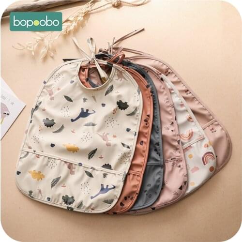 1Pcs Baby Bibs Waterproof Sleeveless Adjustable Reverse Dressing Sleeve Cartoon Feeding Burp Cloth Print Apron for Children Baby