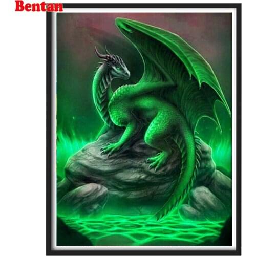 Diamond Mosaic Full Drill Square Round Diamond Embroidery Hell Fire dragon Green Dragon Diamond Painting 5d Cross Stitch Cartoon