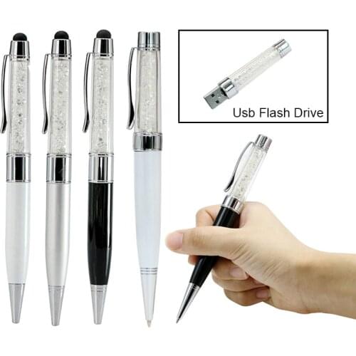 Diamond Rhinestone Ballpoint Pen USB Flash Drive USB 2.0 Pendrive 64GB USB Flash 4GB 8GB 16GB 32GB USB Stick Crystal Pen Drive